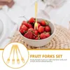 Ensembles de vaisselle 4pcs Fruit Forks Appetizer Dessert en acier inoxydable Picks Table Voleille