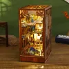 NEW DIY Wooden Book Nook Shelf Insert Miniature Building Kits Bookshelf Chinese Ancient Town Bookends Handmade Crafts Gifts