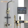 Senlesen Oro nero Black Termostatico Doccia doccia Baglietta per la doccia Set Mixer Rainfall Mixer Confiet With Shelf Bidet doccia Sistema