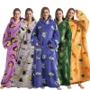 Super Long Flannel Blanket with Sleeves, Giant TV Blanket, Oversized Wearable Hoodie,Winter Hoodies