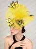 Fascynator Wedding Headpiece Women Butterfly Nekury dla kościoła derby hat fascynatory opaski na głowę pstrąża pillbox kwiat 240401