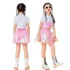 Lolanta kind witte roze pailletten bijgesneden toprok shorts dans kleding kinderen jazz hiphop performance kostuum zomerkleding