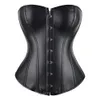 Gothic Women Sexy Corset Faux Leather Overbust Bustier Top Waist Cincher Body Shaper Lingerie Corselet Plus Size Korsett