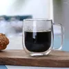 Tazze a doppia parete in vetro da muro resistente al tè al latte da tè da tè trasparente con manico a casa bere tazze 250/350 ml