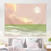 Tapestry Tapestries Hanging Pink Cloud Moon Cloth Background Canvas Oil Painting Dream Moon Bedroom Living Room Decorations Tapestry Girls R0411