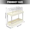 Kitchen Storage Dish Strainers For Counters 2-Layer Drainer Rack Counter Cutlery Draining With Drainboard And Chopstick Basket