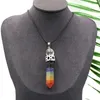 Dekorativa figurer Quartz Natural Stone Chakra Crystal Healing Pendulum Pendant Merkaba Dowsing 7