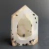 Dekorative Figuren 211G Naturstein Moos Achat Geode Tower Crystal Zauberstab Quarzpunkt Dekor Polish