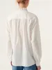 Blouses feminina Mulheres Camisas de algodão branco de manga comprida Blusa de barra de barra de gola de gola de gola de gola única Camisa e tops elegantes