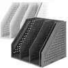 4 Grid Plastic Gray Folder Storage Box Vertical Book Organiser Bookshelf Office Supplies Books File Basket Desktop Stand Rack