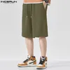 Short masculin Incerun 2024 Personnalité Casual Elastic Raise Design élégant tube droit masculin solide All-Match S-5XL