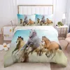 Wit Horse Deksel Set Queen Size 3D Steed Print beddengoed Sets Wildlife dekter Cover Dieren Bedspread Cover quilt Cover