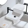 White Ceramic Washbasin Bathroom Sink Countertop Semi-embedded Square Wash Basin Balcony Semi-Counter Sinks With Faucet Drain