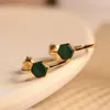 Boucles d'oreilles cerceaux Fine bijoux pierre précieuse malachite naturelle 925 Silver 18k Oreau d'oreille en or pour les femmes