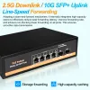 Switches 2,5 g POE/POE+ Ethernet Network Switch Unmanaged LAN HUB 75W 4*2,5G+ 2*10G SFP+ Uplink -portar Fanless för trådlös AP VDI