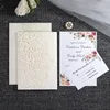 2550pcs European Laser Cut Hochzeitseinladungskarte 3D Triufold Braut und Bräutigam Spitzengrußparty Vorlieferung 240328