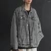 Herrjackor Spring Autumn Jacket Retro Hop Style Denim med flera fickor Plus -storlek Passning för män Streetwear Coat en elegant look