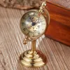 Högkvalitativ gyllene mekanisk fickklocka unik bordsklocka gåva för män globe transparent steampunk drop 240327