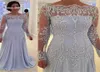 2019 maniche lunghe a buon mercato Madre della sposa Abiti Aline Off Appliques da sposa in pizzo Ospite da sera 6286031