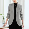 Damespakken Qoerlin Stijlvolle pak Jacket met lange mouwen vrouwen professioneel kantoor dames grijze blazer
