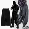 Men's Pants Men Bloomers Japanses Style Black Drawstring Harem Loose Fit Wide Leg Hip Hop Elastic Waist Ankle-banded Baggy