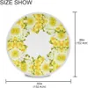 Yellow Wreath Round Table Cloth Colorful Flower Floral Polyester White Lace Tablecloth 60 Inch for Dinner Party Table Decoration