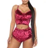 Home Vêtements Femmes S Tenue 2 pièces Satin Lingerie Spaghetti Strap Crop sans manches