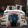 Nature Grassland iaque Bedding Set Gado Animal Animado Capas de colcha King Queen Size Size Conjunto de capa de edredão com fronha para crianças