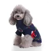 Hundkläder Jumpers Jul Turtleneck tröja Knitwear Holiday Sweaters Winter Warm Clothes For Dogs and Cats