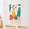 Tapestries Aesthetic Tapestry Wall Hanging With Tassels Floral Leaves Printed For Living Room Bedroom Art Home Decor