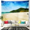 Blue Tapestries Beach Bicycle Tapestry Seascape Ocean Landscape Tapestry för sovrum hem vardagsrum sovsal hem dekorationer estetik r0411