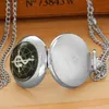 Pocket Watches Greek Sacred Geometric Cube Quartz Pocket Women Män Silver Halsband unikt hänge runda urtavla presenttillbehör Y240410