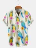 Camisas casuales para hombres Camisa impresa de verano Patrón de loro Beach Fashionable Simple Fino Cardigan