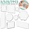 Flower Circle Form Clear Acrylic Stamp Block Kit med rutnät Linjer Diy Scrapbooking Clear Fotoalbum Dekorativt handgjorda verktyg