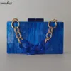 SAC A principal femme designer acrílico mini bolsa noturna luxuoso sólido pérola de mármore azul bolsa feminina festa de casamento carteira