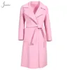 JxWatcher Women Cashmere Coat High End Elegance Dubbele gezicht Wol Lange Trench Coat met riemzak Volledige Sleevs Soild Color Nieuw