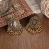 Fleur ethnique Indian Brouling / Ring Bijoux Bijoux Vintage Gold Couleur ronde Round Brouilles d'oreille