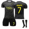 23 Paris Jersey Home 7 Away Black Gold 30 10 Football Jersey Sports Set