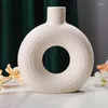 Vasen Geometrische dekorative Vase Frosted Bauernhaus Weißer Kreis Design Metallflecken Blume modern