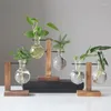 Vases Glass Bulb Vase Holder Container Planter Wooden Stand Plant Terrarium Home Desk