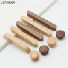 Träskåphandtag Beech Walnut massivt trämöbler Dörrhandtag Kökskåpslådor Knobs Garderob Hardware Pull Handle