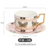 Teaware Sets L Light Luxury American Pastoral Style Ceramic Tracing Gold Rim Mug Dish Set Vintage Afternoon Tea Cup