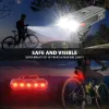 Set di luci per biciclette X-tigre set di fari a pioggia + coda in luce di ricarica USB Luci ciclistiche Lampada anteriore Bike Bike Flashlight