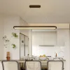 Trä/LED -hängslampa för matsal Minimal heminredning Långt bordsring Kök Modern Hängande ljuskrona inomhus