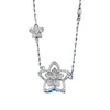 Chains 2024 S925 Silver Hollow Five Petal Flower Necklace Women's Shaped Wild Small Pendant