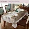 Table cloth Chocolate Golden Velvet Embroidered Luxury Table Dining Table Cover TableCloth Flower Lace Tv Cabinet Dust Cover