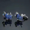 Cuff Links XKZM Brand Luxury Blue Crystal Dog Cuff Liens Men Mariage Ballon Mignon Balon Boutons de manchette en forme de chien Animal Boutons Y240411