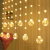 3M LED Wishing Ball Solar Curtain String Lights With Remote Lantern Globe Fairy Garland Light For Window Bedroom Wedding Decor