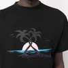 High end Designer clothes for Trendy Pa Angels Sunset Coconut Tree Print Short Sleeve Tshirt for Men and Women High Street Bottom Half Sleeve with trademark tag