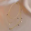 Einfache Persönlichkeit 14K Gold plattiert Pentagramm Damen Edelstahl -Halskette Armband Set